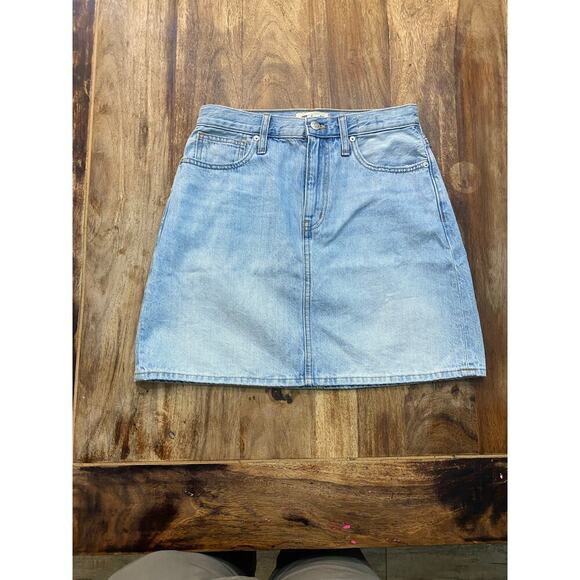 NWT Madewell Blue Fitzgerald Wash Rigid Denim A-line Skirt Size 26 - Picture 2 of 6